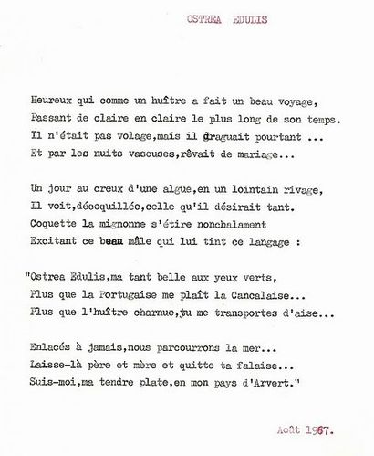 sonnet à la louange des huitres