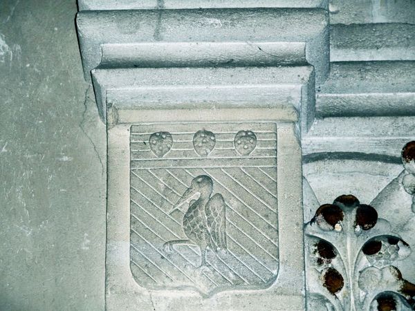 La cigogne sur le blason de la famille Perraudeau de Beaufi